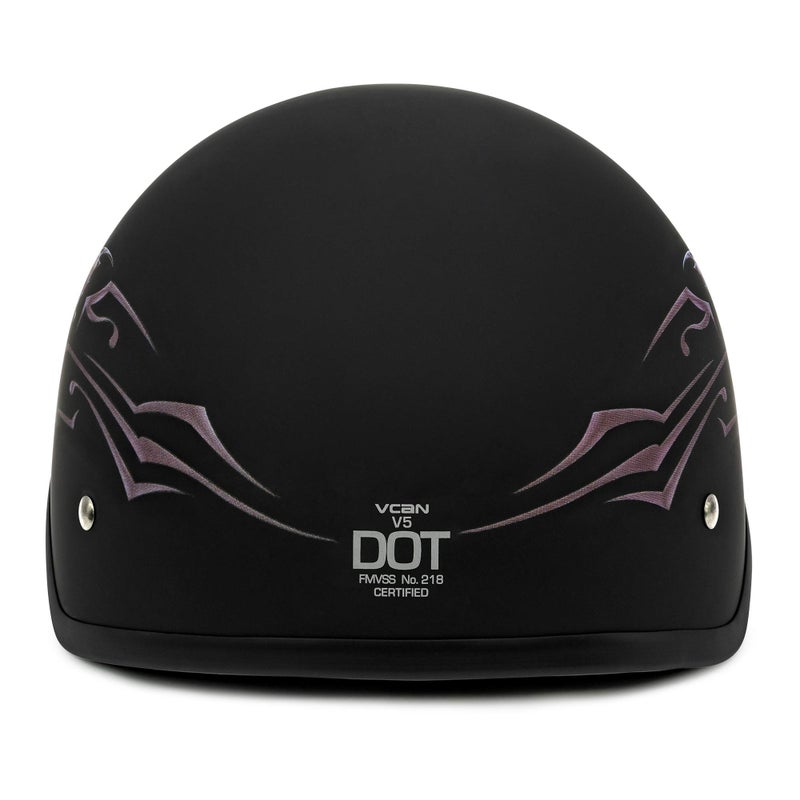 VCAN V515BF21 Flat Black Butterfly X-Small Half Helmet - Image 4